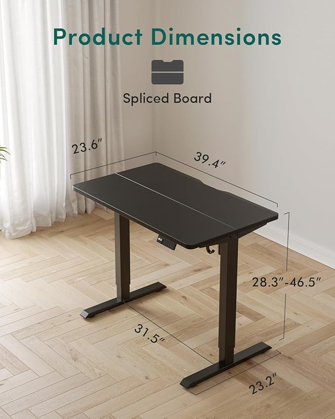 CubiCubi Electric Standing Desk, 40 x 24 Inches Height Adjustable Sit Stand Desk, Ergonomic Home Office Computer Workstation, Black