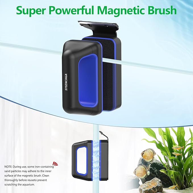 Aquarium Magnet Glass Cleaner, Double-Sided Detachable & Floating Algae Scraper for 0.2-0.4 Inch Fish Tank Glass Cleaning, No Scratches（S）