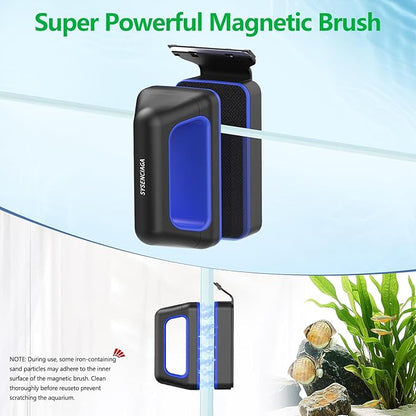 Aquarium Magnet Glass Cleaner, Double-Sided Detachable & Floating Algae Scraper for 0.2-0.4 Inch Fish Tank Glass Cleaning, No Scratches（S）