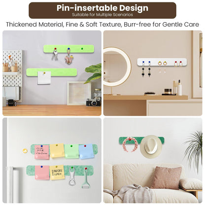 8-PCS 13"×2" Felt Bulletin Board Strips with Thumbtacks, Self-Adhesive Felt Strips, Suitable for Office, Classroom, and Home Decoration, Can Be Used to Stick Notes, Photos, and Memos(Multi-Green)