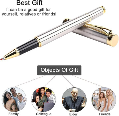 YIVONKA Luxury Ballpoint Pens Best Ball Pen Gift Set for Men & Women Professional Executive Office Nice BallPens Classy Gift Box Ballpoint Black Refill Line width 0.5mm (Silver)