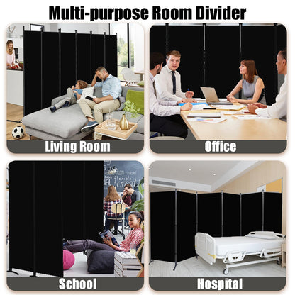 Room Divider-Folding Privacy Screens, 6 ft Partition Room Dividers Wall for Separation, Home, Office, Classroom, Studio (Black, 6 Panel)
