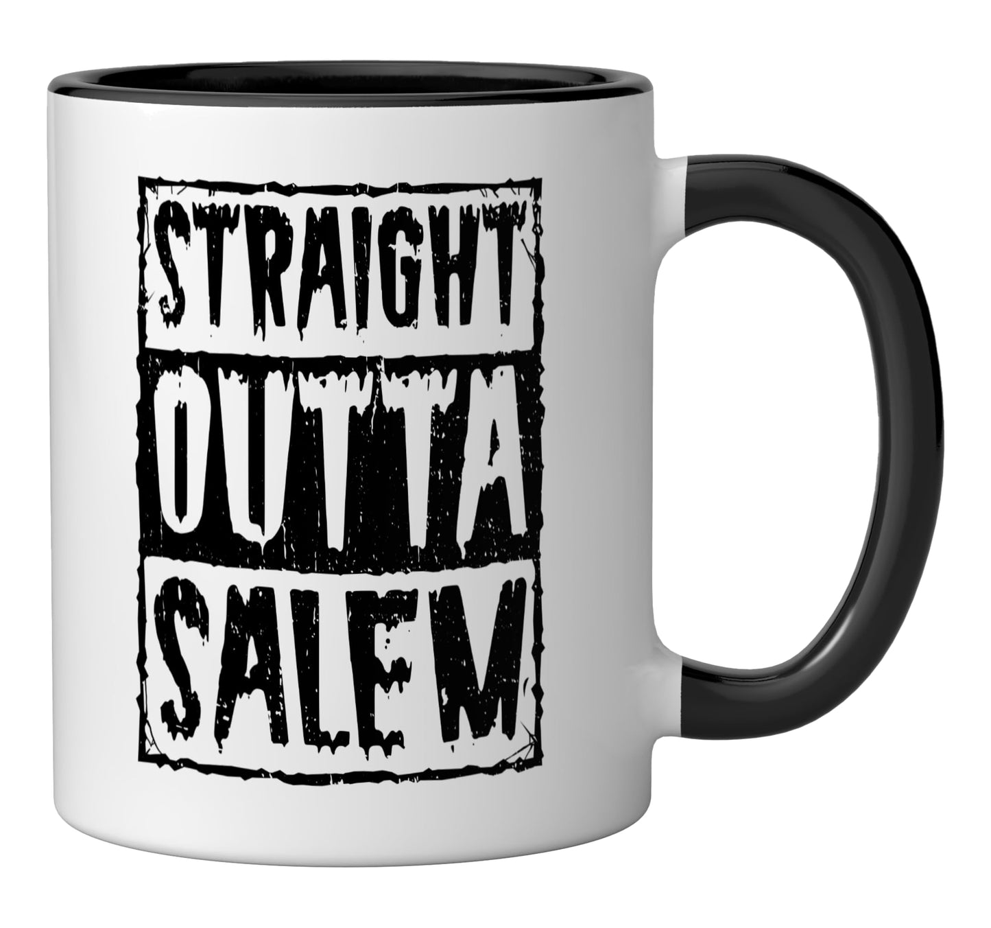 Straight Outta Salem Halloween Witch Ceramic Mug, Black/White