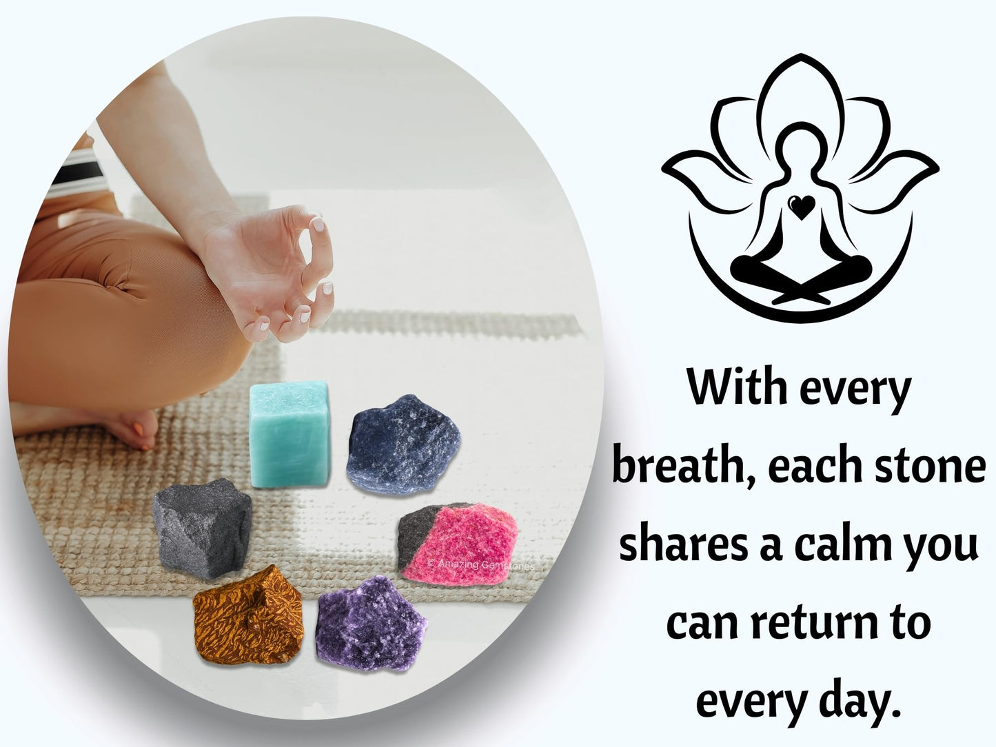 Amazing Gemstone Crystals for Quit Alcohol Manifestation, Set of 6 Amazonite, Blue Aventurine, Hematite, Rhodonite, Mariyam Jasper and Lepidolite Healing Crystals and Stones