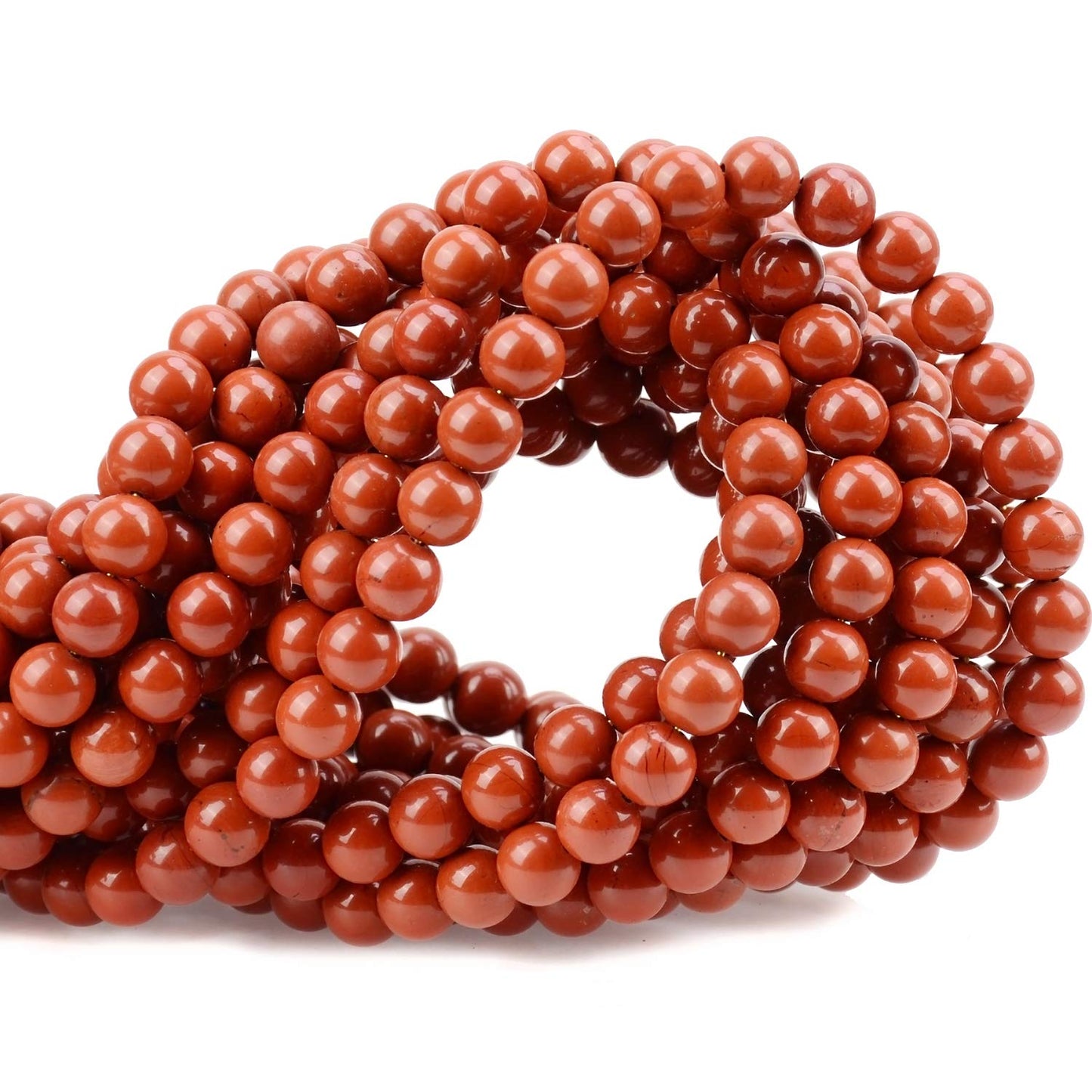100Pcs Natural Crystal Beads Stone Gemstone Round Loose Energy Healing Beads with Free Crystal Stretch Cord for Jewelry Making (Red Jasper, 8MM)