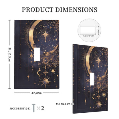 Nadoabtm Decorative Light Switch Cover Plate Gothic Celestial Gold Moon Stars 1 Gang Single Toggle Decorate Switch Plate Cover Wall Plate Electrical Outlet Covers For Home Farmhouse Decor