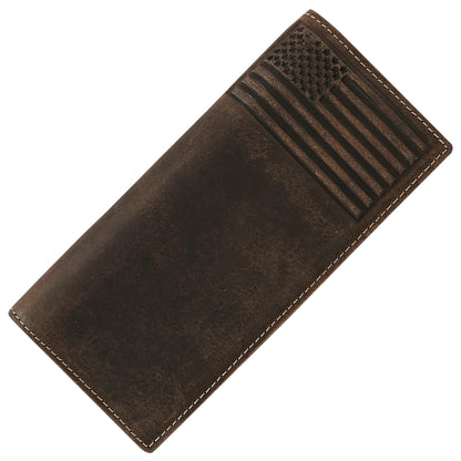 ELIZO Leather Long Wallet for Men Western Wallet Rodeo Mens Wallet Flat Bifold Wallets for Men Biker Billfold Wallet for Men Cowboy Wallet RFID Wallet for Men with Credit Card Holder