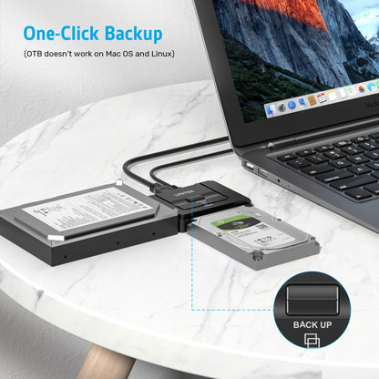 Unitek USB 3.0 to IDE and SATA Converter External Hard Drive Adapter Kit for Universal 2.5/3.5 HDD/SSD Hard Drive Disk, One Touch Backup Function, Included 12V/2A Power Adapter