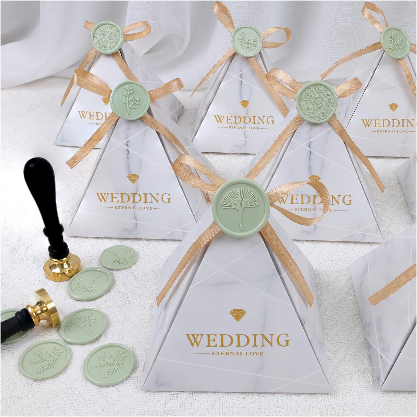 UNIQOOO 6 Pcs Wax Seal Stamp Set, Floral Stamps Botanical Sealing Stamper Kit, Wooden Handle with Brass Head for Wedding Greeting Cards Gift