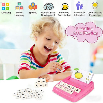 2-in-1 Flash Cards & Education Matching Letter Game for Kids Ages 3-6, Learning Toys ABC Phonics Alphabet Spelling & Reading Early Math Games Gift for Preschool Kindergarten Boys & Girls (Pink)