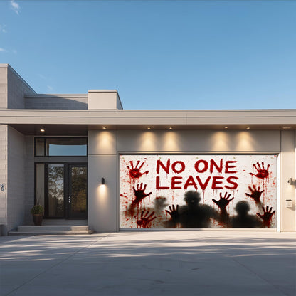 IVN Halloween Garage Door Garland 13x6ft No One Leaves Zombie Hands Bloody Wall Cover Porch Hanging Garland Outdoor Indoor Spooky Party Decorations