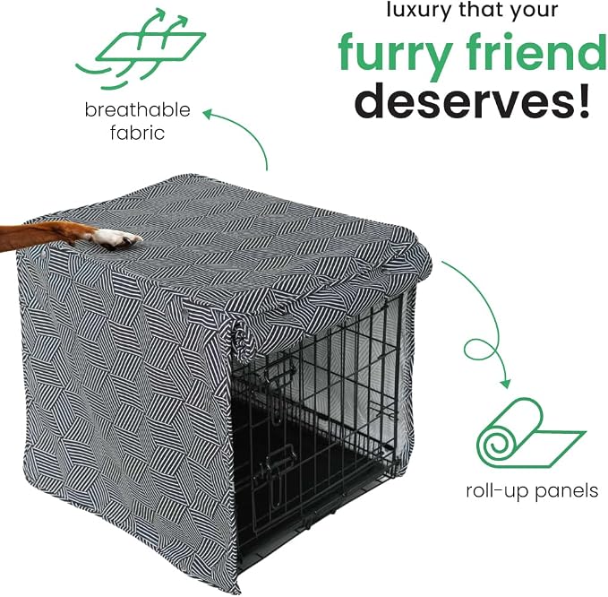 Molly Mutt Rough Gem Dog Crate Cover, 100% Cotton Canvas Cover with 2 Roll-Up Panels, Ideal for Dog or Cat Crate, Durable, Washable, and Free of Harmful Chemicals, 30" x 21" x 24"