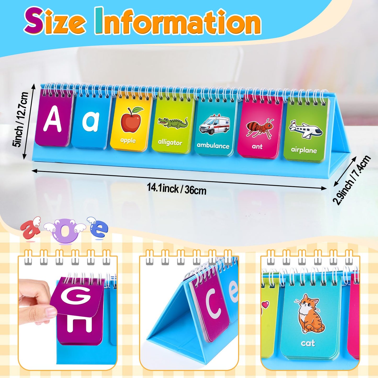 Laffunz Alphabet Learning Flip Chart Toddler ABC Learning Toys for Kids Ages 3-5, Matching Letter Game Lowercase & Uppercase Alphabet Flash Cards, Kindergarten Preschool Classroom Learning Activities