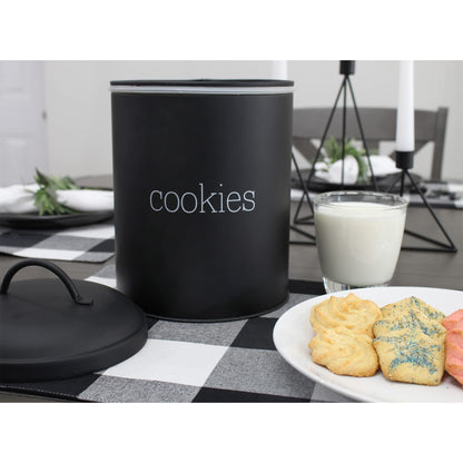 AuldHome Design Black Enamelware Cookie Jar, Large Modern Farmhouse Treats Canister