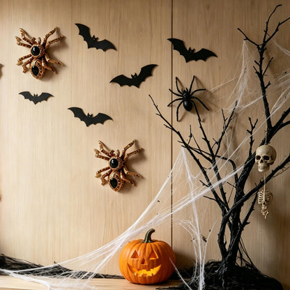 Guichifun Spider Wall Decor Collectible Figurines - Resin Gothic Hanging Sculpture Black Gem for Halloween Decoration Spooky Wall Art Living Room Bedroom Bar Gothic Accent Gifts 6 X 6 X 1.8 Inch