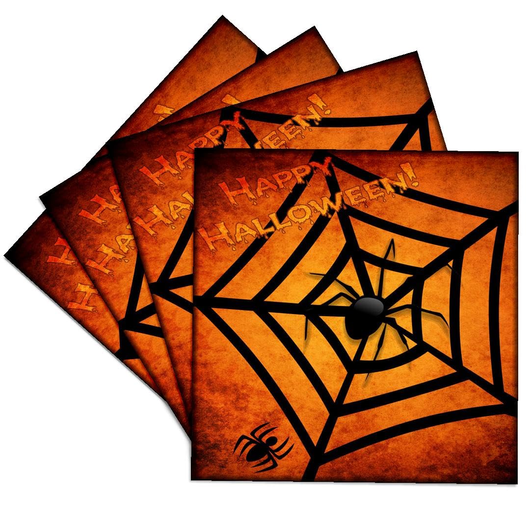 3dRose cst_24192_3 Spiders on Halloween-Ceramic Tile Coasters, Set of 4