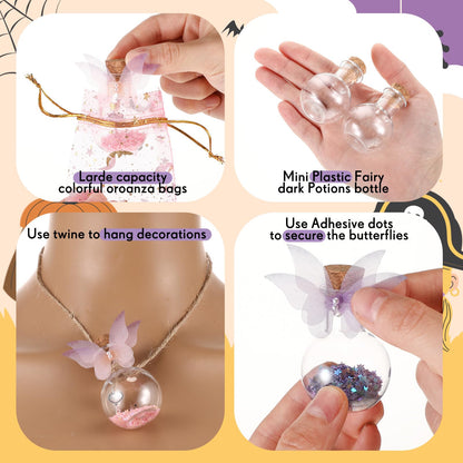 Jinei 174 Pieces Fairy Magic Potions Kit with 24 Mystery Witch Potion Bottles Fairy Wing DIY Magic Mix Making Kit for Christmas Decorations Birthday Creative Gifts Filling Supplies(Ball Style)