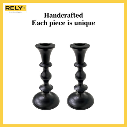Black Candle Holders Set of 2 Decorative Centerpiece Table Candlesticks Holders for Taper Candles Home Decor Easter Candle Holders for Dinner Party Wedding Decorations