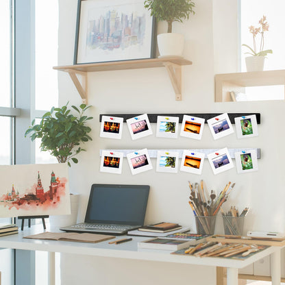 Mooliwe 4 Pcs 48" x 1" Felt Cork Bulletin Bar Strips for Wall, Self-Adhesive Notice Board Strips, Wall Decor for Notes, Photos, Schedules, Office & Home Use (Silver Black White Grey)