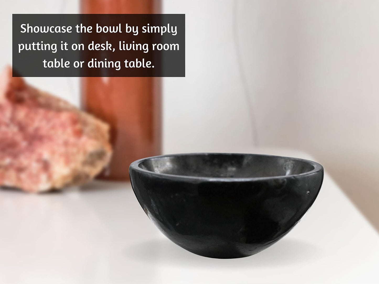 Black Tourmaline Crystal Bowl - 2 Inch Decorative Bowls for Room and Home Decor - Gemstone Healing Crystals for Elegant Display, Positive Energy Balance and Gift