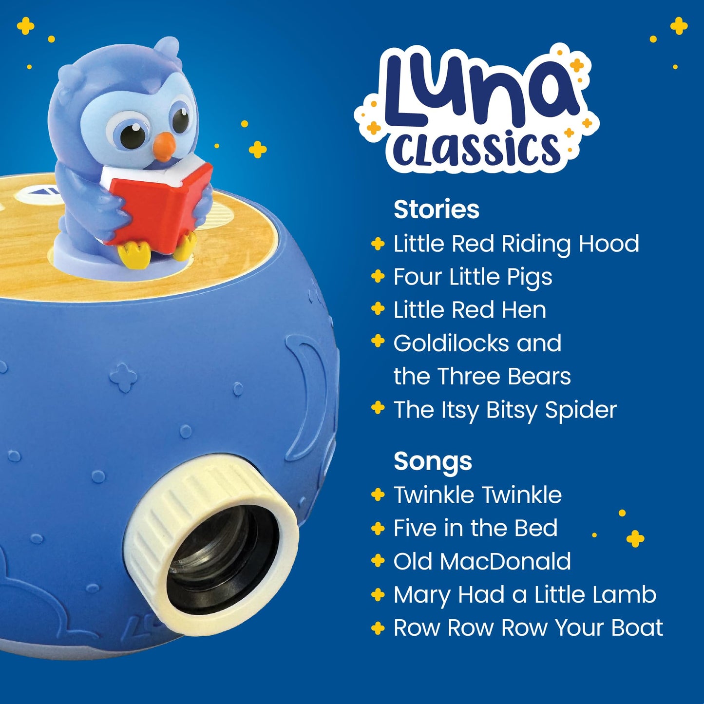 Luna Storytime Projector - 5 PAW Patrol Skye & 5 Classic Read-Aloud Stories, 10 Songs, Night Light & Soothing Dream Music - Children, Kids & Toddlers Ages 3+