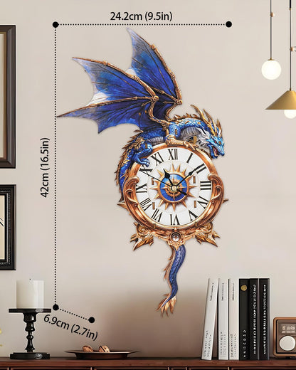 3D Wooden Puzzles for Adults, Blue Dragon Clock with Pendulum Model Kit, 3D Puzzles for Adults Room Home Decor DIY Wall Clock Kit, Holiday Birthday Christmas Day Gifts for Men Women Teens