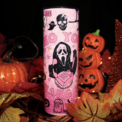 Hogg 20 oz Halloween Travel Mug, What's Your Favorite Scary Movie Cup, Ghostface Merch, Horror Gifts for Women, Stainless Steel Halloween Coffee Tumbler, No You Hang Up, Spooky Cups