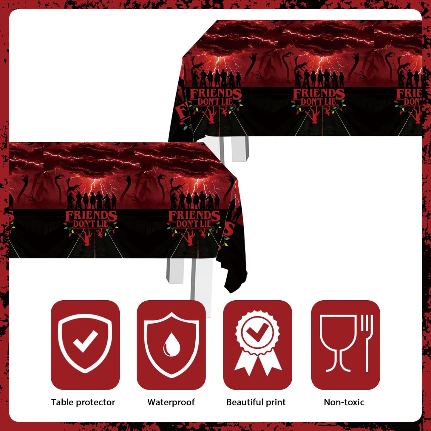 41 Birthday Party Decorations Include 20 Paper Plates of 2 Size, 20 Napkins,1 42.5x70.8inch Waterproof Plastic Tablecloth Red and Black Birthday Tableware Set