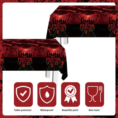 41 Birthday Party Decorations Include 20 Paper Plates of 2 Size, 20 Napkins,1 42.5x70.8inch Waterproof Plastic Tablecloth Red and Black Birthday Tableware Set