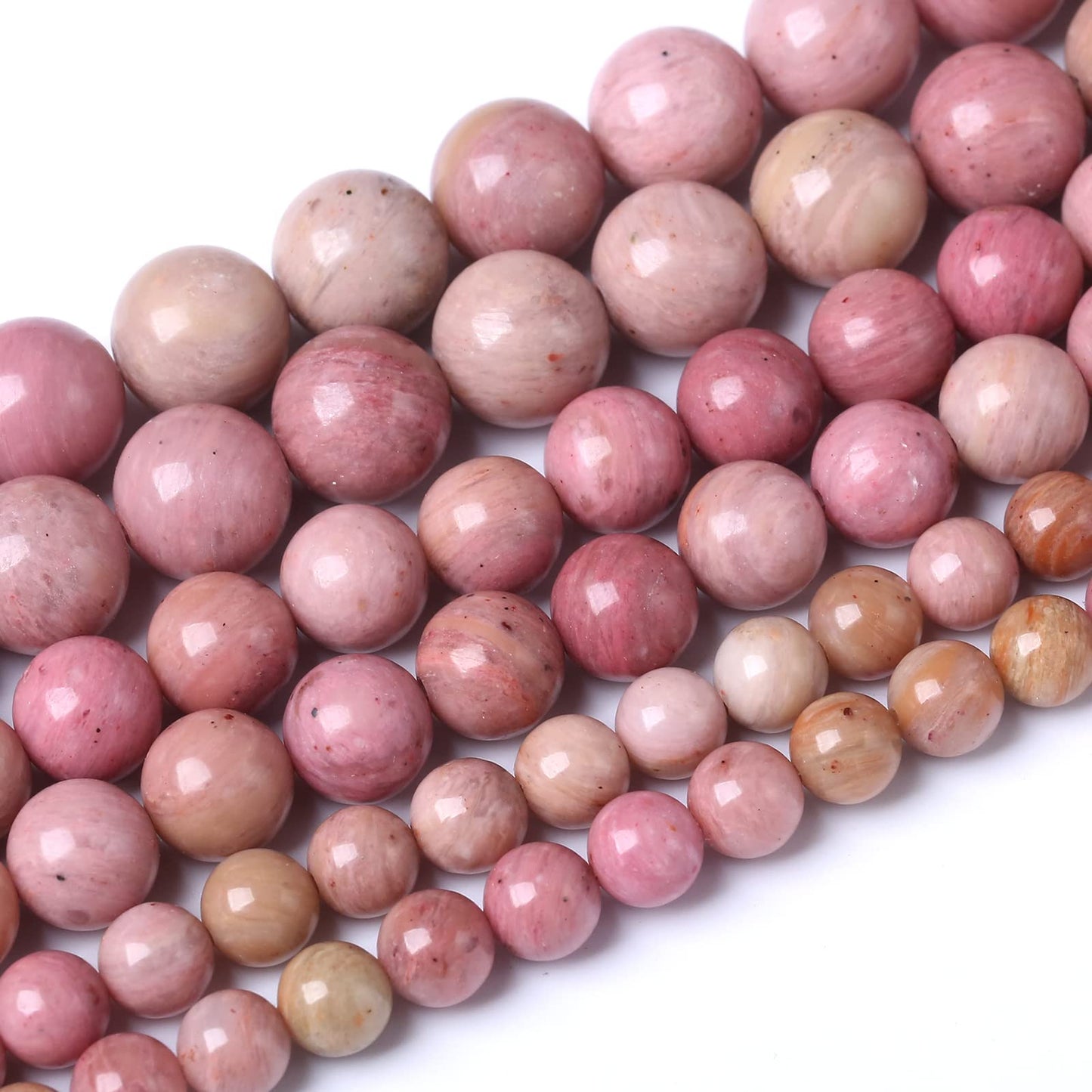36PCS 10MM Natural Rhodonite Beads Round Loose Stone Beads for Jewelry Making DIY Energy Stone Healing Power Bracelet 15"
