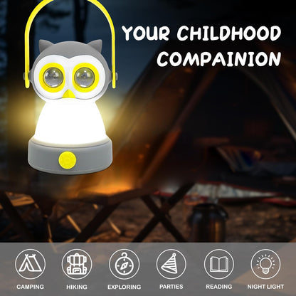 Portable LED Camping Lantern, Lightweight Battery Powered LED Flashlight for Indoor Outdoor, Kids Camping Gear Gift for Children's Day, Birthday, Easter, Adventure(Owl Style, Battery NOT Included)