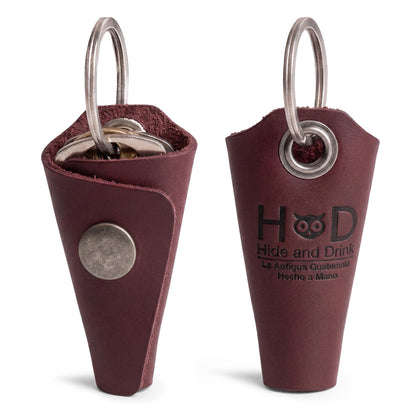 Hide & Drink Full Grain Leather Wrap Keychain, Organizer Snap Closure, Key Ring Cover, Silencer Sleeve Key Holder for Men (Sangria)
