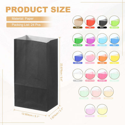 PATIKIL Party Favor Bag, 24 Pcs 5.1x3.1x9.4 Inch Medium Paper Candy Bags Gift Treat Celebration Halloween Goody Birthday Wedding Party with Stickers, Black