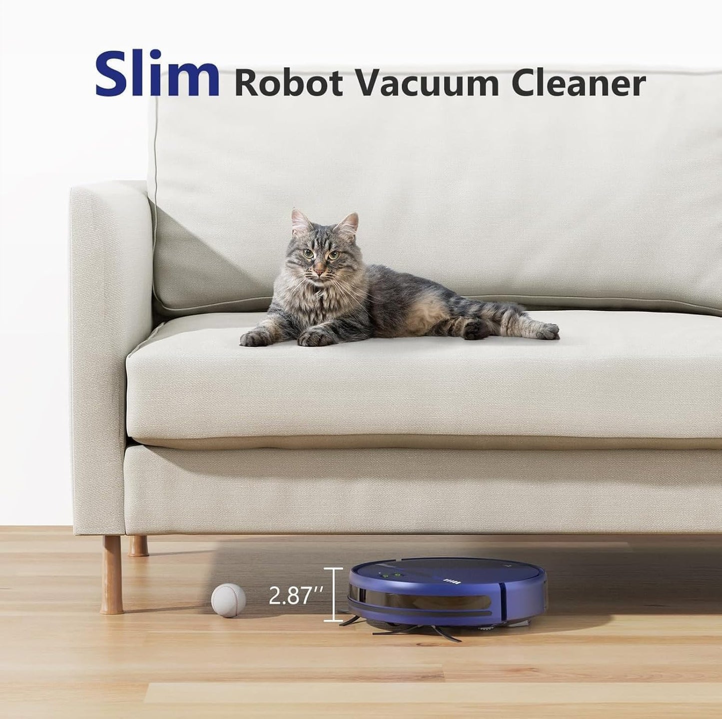 Robot Vacuum and Mop Combo, Robotic Vacuum Cleaner 2 in 1 with WiFi/App/Voice, Schedule, Water Tank and Dustbin, Self-Charging, Slim, Ideal for Hard Floor, Pet Hair, Carpet