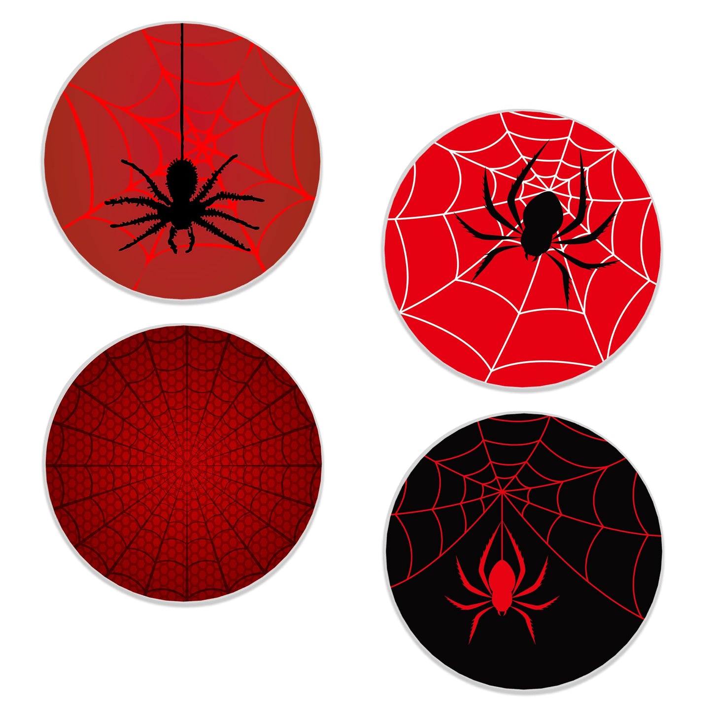 Drinks Coasters Set of 4, Cool Red Spider Round 4" Cup Coasters, Absorbent Ceramic Stone Coasters with Cork Base, Cute Coasters for Table Home Décor, Ideal Gifts for Women Men