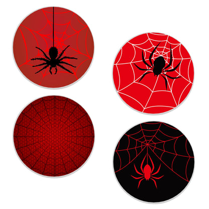 Drinks Coasters Set of 4, Cool Red Spider Round 4" Cup Coasters, Absorbent Ceramic Stone Coasters with Cork Base, Cute Coasters for Table Home Décor, Ideal Gifts for Women Men