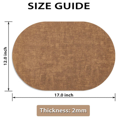 BARTHKIT Placemats Set of 6 - Washable Heat Resistant Table Placemats - Wipeable Faux Leather Oval Place Mats, Waterproof Table Mats for Dining Table, Brown