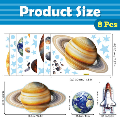 DECOWALL Glow in the Dark Solar System Wall Stickers – Planets, Sun, Moon and Stars Space Glow Wall Decals for Kids Bedroom Nursery Playroom Decor (GDS8-7002)