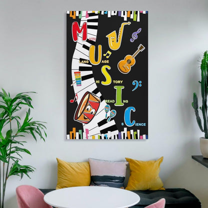 LINWDSB Music Themed Poster Musical Notes Wall Art Colorful Music Poster for Kids Students Classroom School Chalkboard Nursery Wall Back to School Supplies Unframe style 12x18inch(30x45cm)