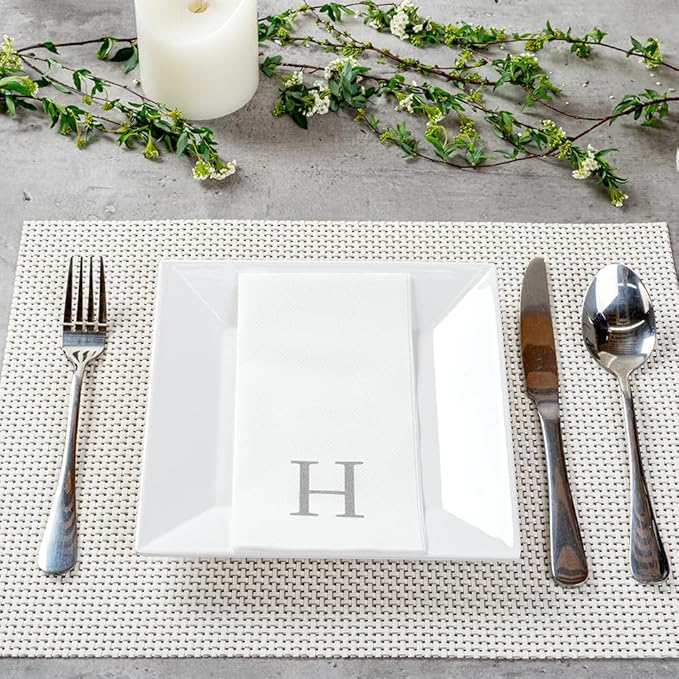 Luxenap 15.8 X 7.9 Inch Linen-Feel Guest Towels, 50 Lettered Hand Towels