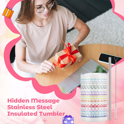 Geiserailie 12 oz Hidden Message Tumbler Funny Coffee Travel Insulated Mug Skinny Tumbler with Lid and Straw White Elephant Gag Gifts Cup for Bestie Friend Coworker Family Employee Gift