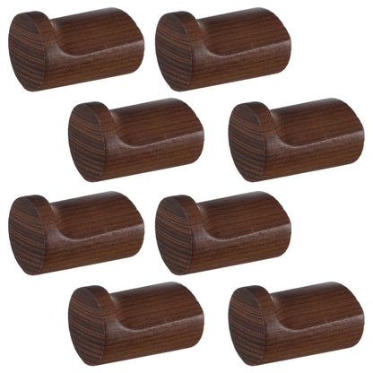 xozeooeu Wood Wall Hooks 8 Pack, Natural Walnut Coat Hooks with Metal Core, Heavy Duty Wall Mounted Hat Hook for Entryway, Bathroom, Bedroom - Rustic Home Decor