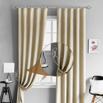 KAMANINA Decorative Curtain Drapery Holdbacks for Wall, Antique Silver Curtain Tiebacks Holders with Screws Wall Mounted for Drapes Window Home Decoration, Twisted Cage Finials, 1 Pair/2 Pack, Small