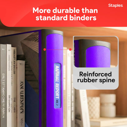Staples Better 3-Inch D-Ring Binder, Purple – Heavy-Duty 3-Ring Binder for School & Office Storage