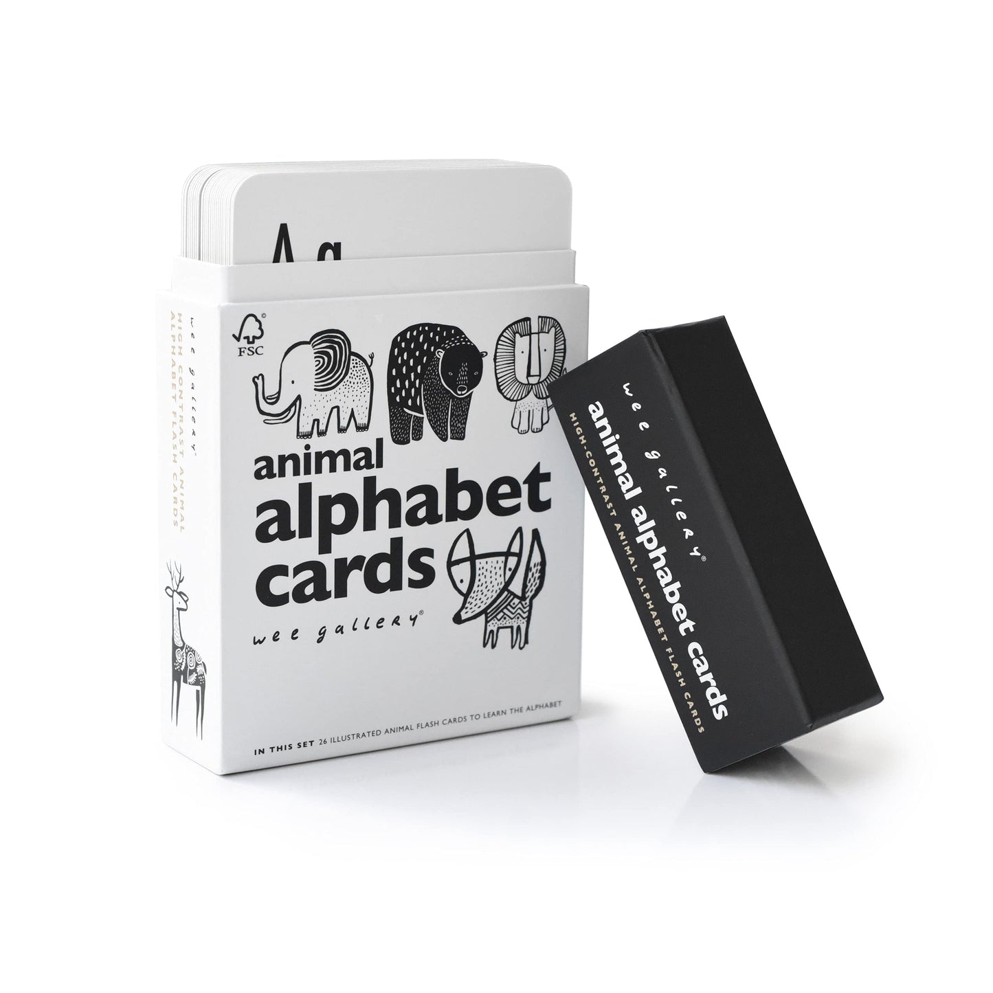 Wee Gallery High Contrast Alphabet Cards Letter Flash Cards, ABC Flashcards for Toddlers, Preschool Large Alphabet Flash Cards
