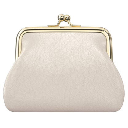 Coin Purse, Small PU Leather Change Purse, Coin Wallet with Clasp, Car Change Holder Pouch for Woman Men Kids Girls, Apricot