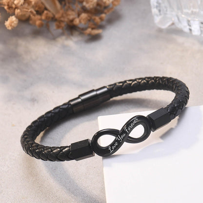 Coolvy To My Man Infinity Bracelet for Men Valentine Birthday Christmas Gifts for Boyfriend Husband Personalized Leather Bracelets