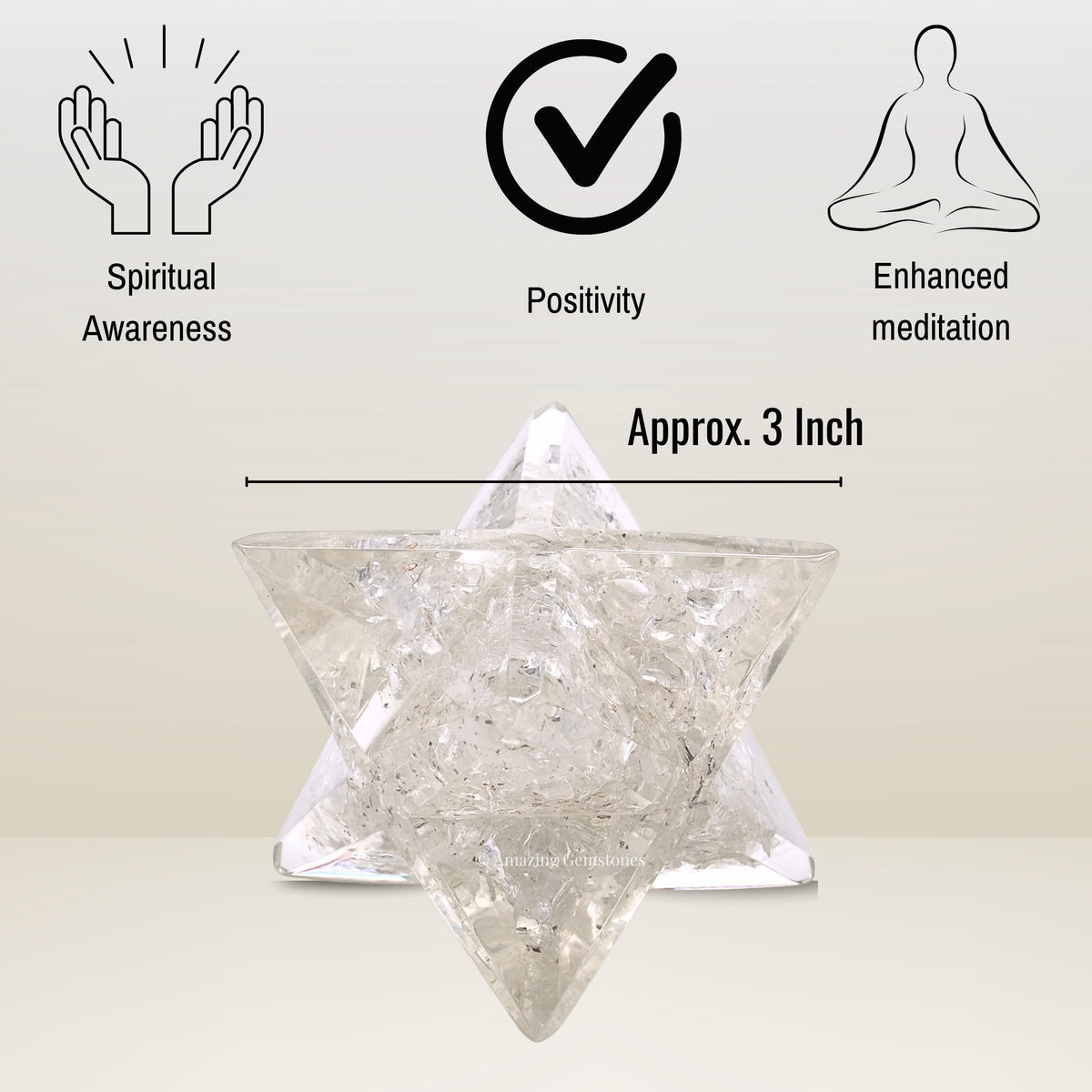 Amazing Gemstone 1 Pcs Clear Quartz Large Crystal Orgone Merkaba Star for Reiki Healing Meditation and Crystal Grid (Sharpest Edges)