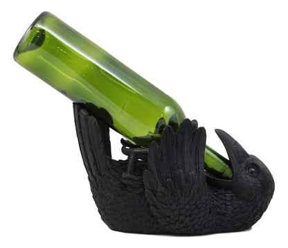 Ebros Macabre Potion Raven Wine Bottle Holder Figurine - Mystical Halloween Kitchen Home Decor Statue - Gothic Crows Edgar Poe Quoth The Raven Nevermore