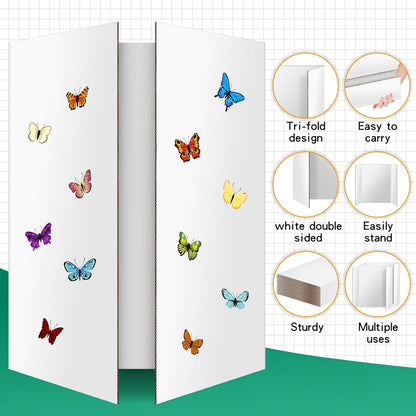 6 Pack Trifold Poster Board 48" X 36", IKAYAS Double Sided White Tri-fold Poster Boards, Science Fair Display Boards Posterboard Foamboard for Mounting, Art, Display, Projects Classroom Supplies